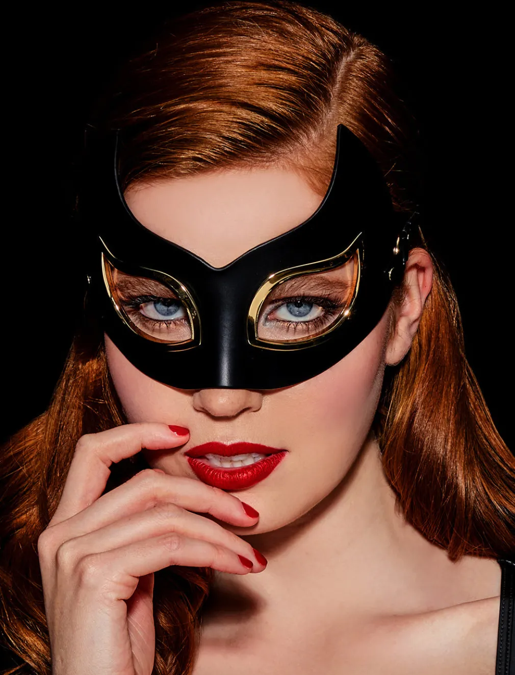 Black Leather Cat Mask