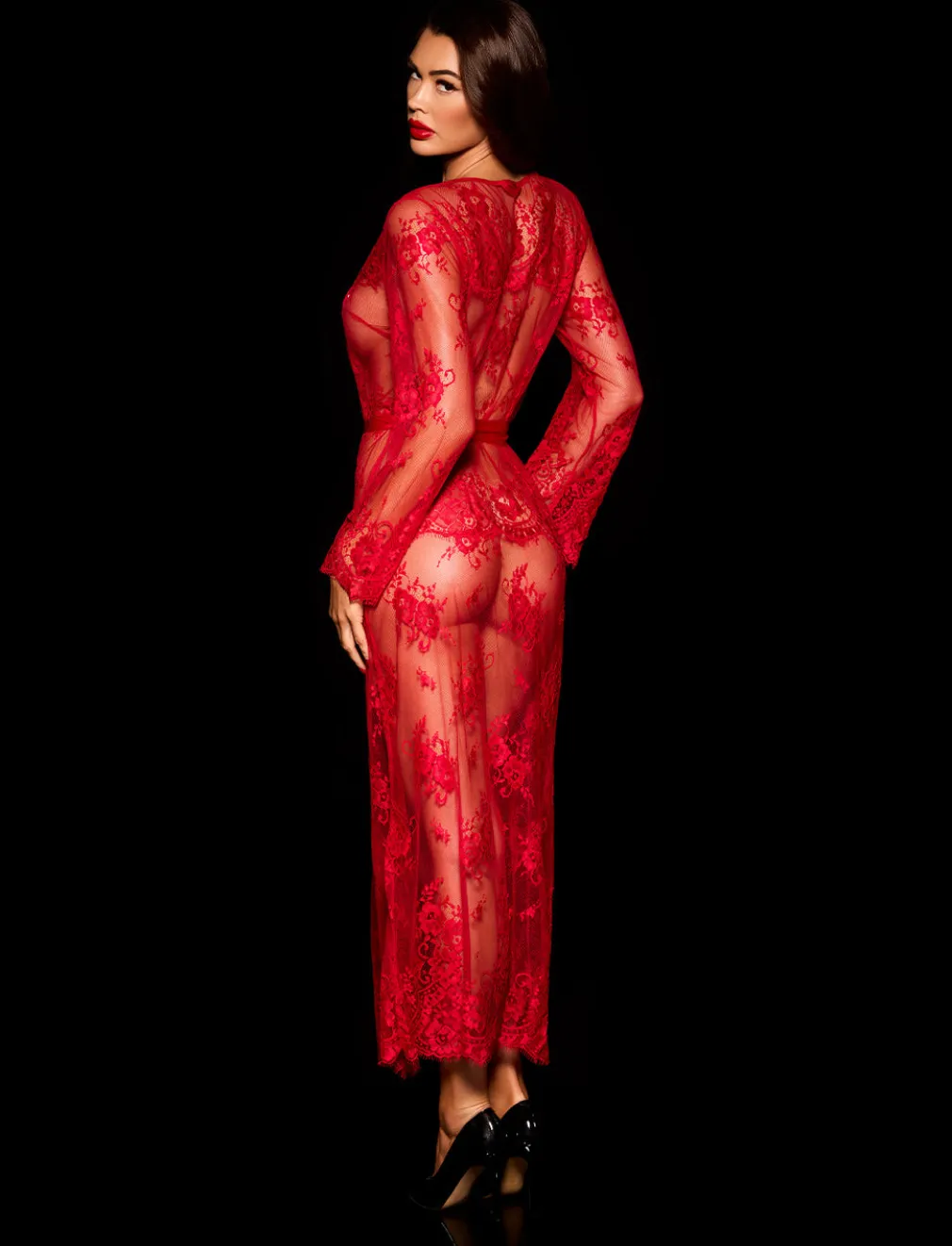Red Love Lace Full Length Robe